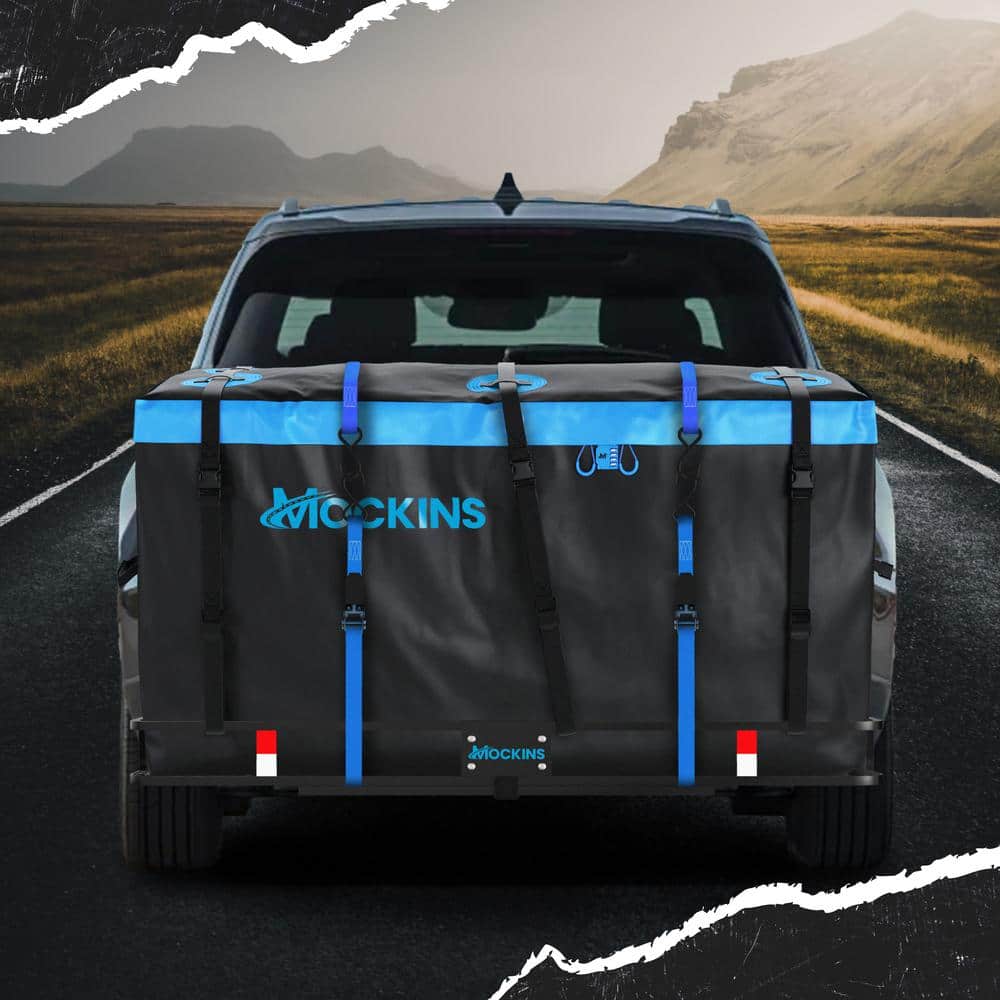 25 cu. ft. Waterproof Cargo Carrier Bag 60 in. x 31 in. x 24 in. Hitch Bag with Lock, Straps and Carry Bag, Blue - Hercitys