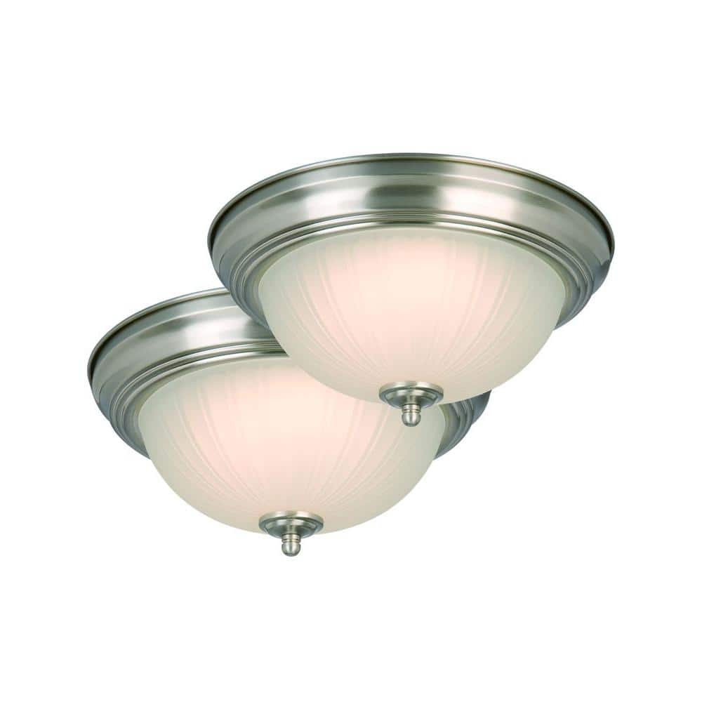 11 in. Brushed Nickel LED Flush Mount (2-Pack) - Hercitys