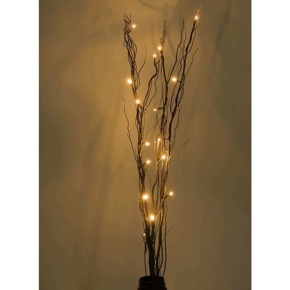 3 ft. 16 LED Natural Willow Twig Artificial Christmas Tree Lighted Branch Brown Branch - Hercitys