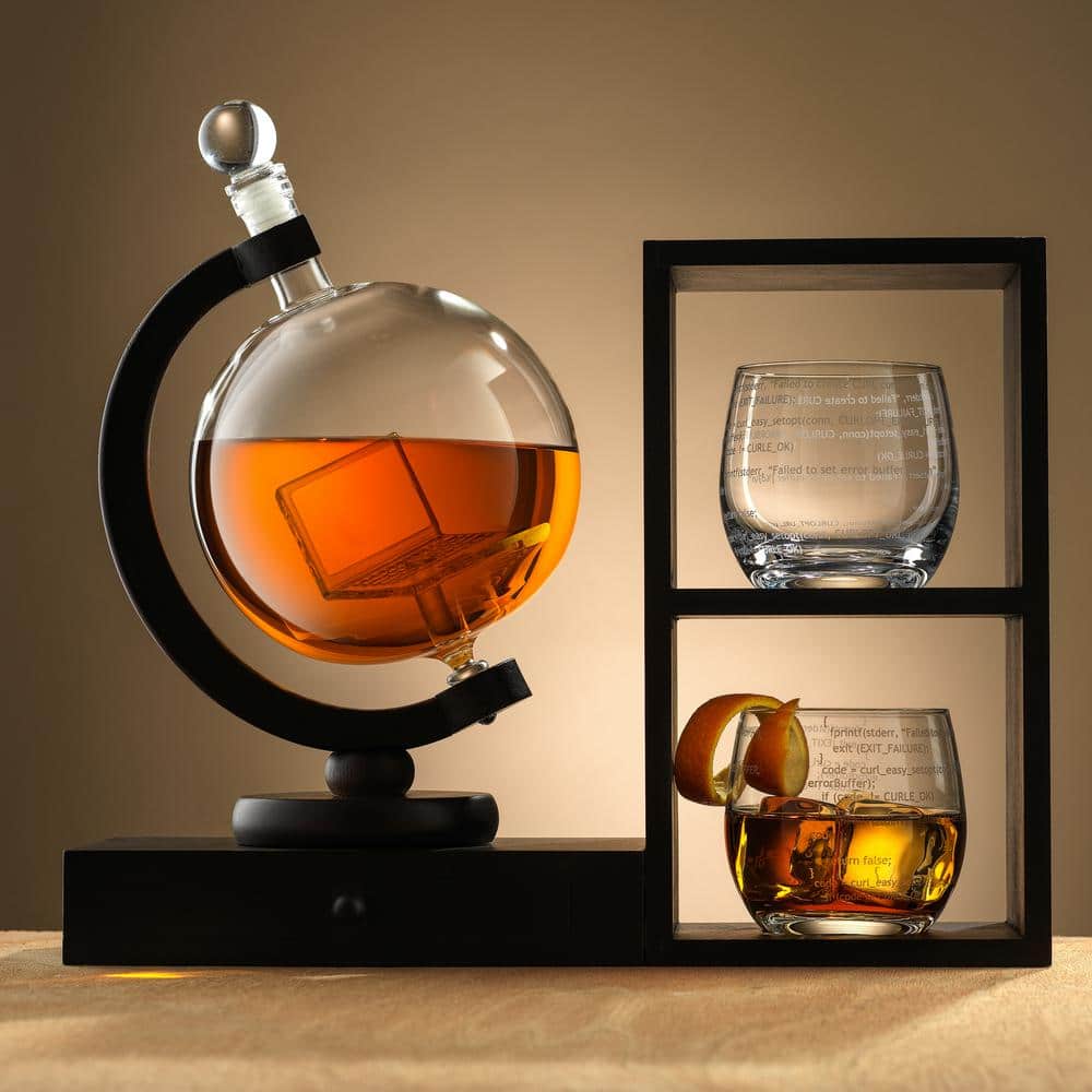 27 oz. 3-Piece Executive Computer Whiskey Decanter and Glasses (Set of 3) - Hercitys