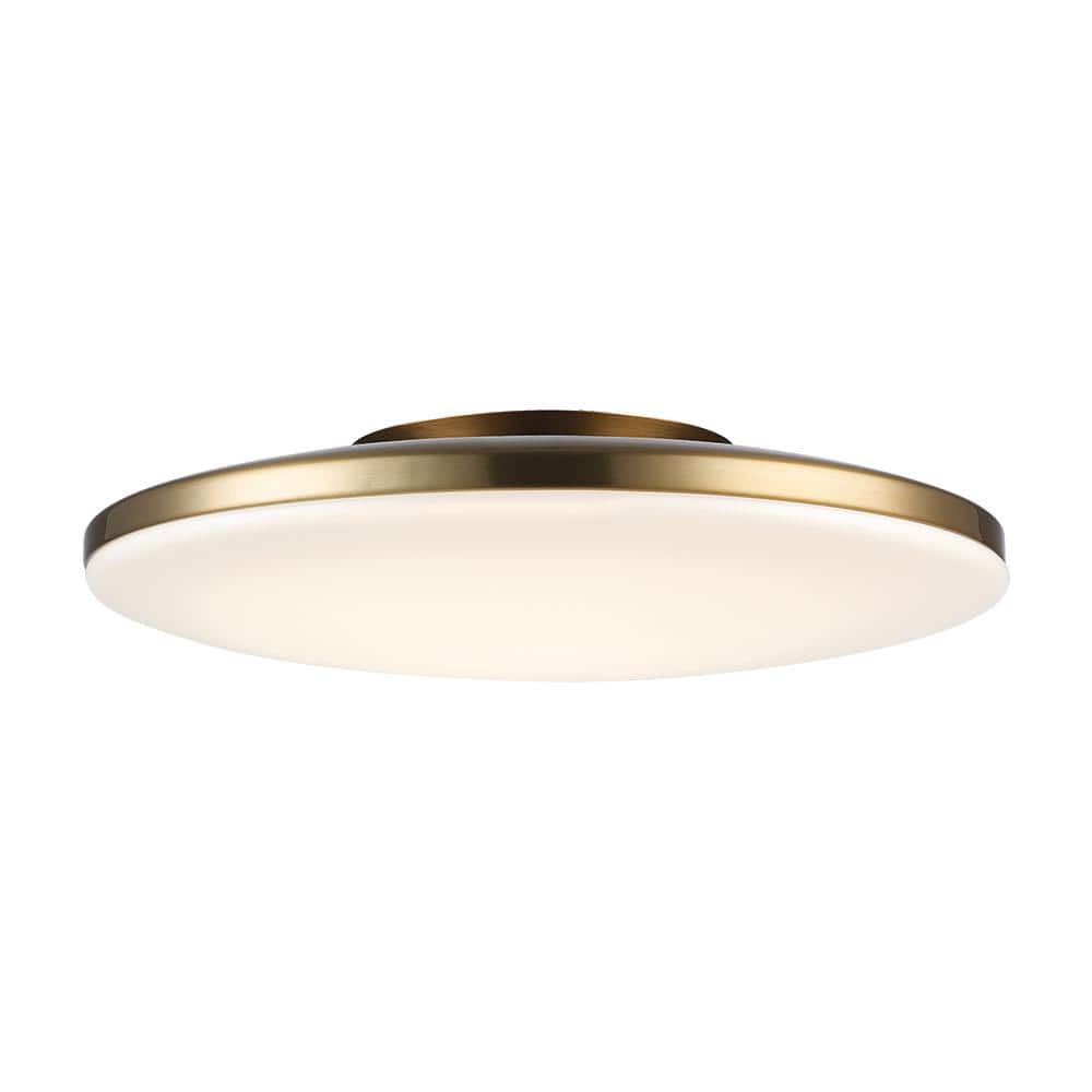 13 in. Brass Integrated LED Semi-Flush Mount Ceiling Light with Acrylic Shade - Hercitys