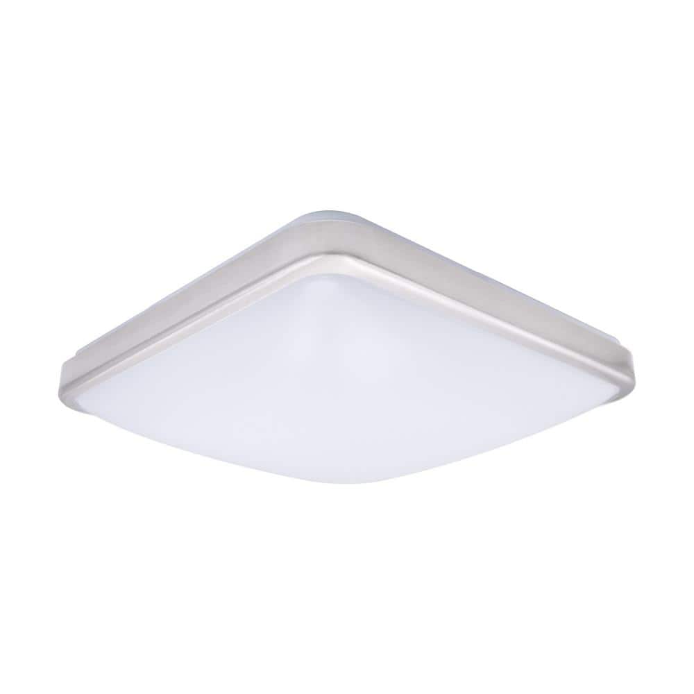 14 in. Brushed Nickel Dimmable LED Square Flush Mount Ceiling Light 4000K - Hercitys