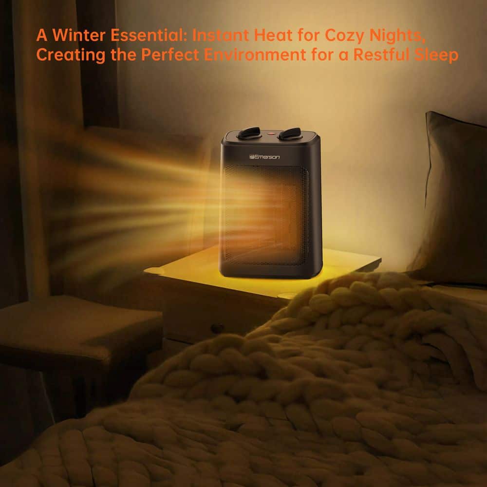 1500-Watt Ceramic Electric Space Heater with Thermostat, PTC Ceramic Fast Heating, and Heating/Fan Modes for Indoor Use - Hercitys