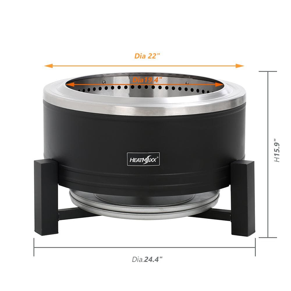 22 in. Smokeless Wood Burning Fire Pit with Turbo Technology, Removable Ash Pan, and Weather Resistant Cover - Hercitys