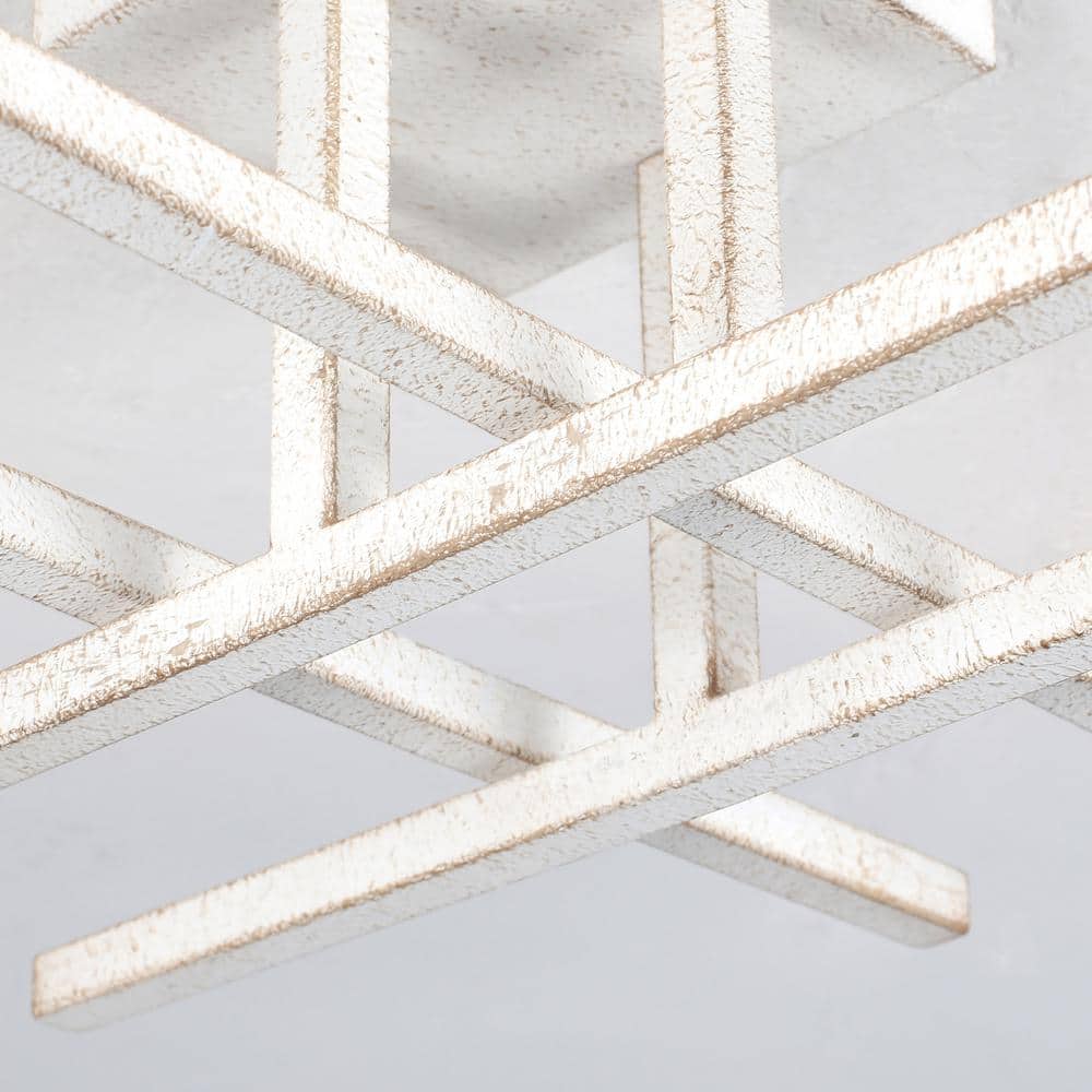 18.11 in. 4-Light Distressed White Modern Sputnik Semi- Flush Mount Ceiling Lights with No Bulbs Included - Hercitys