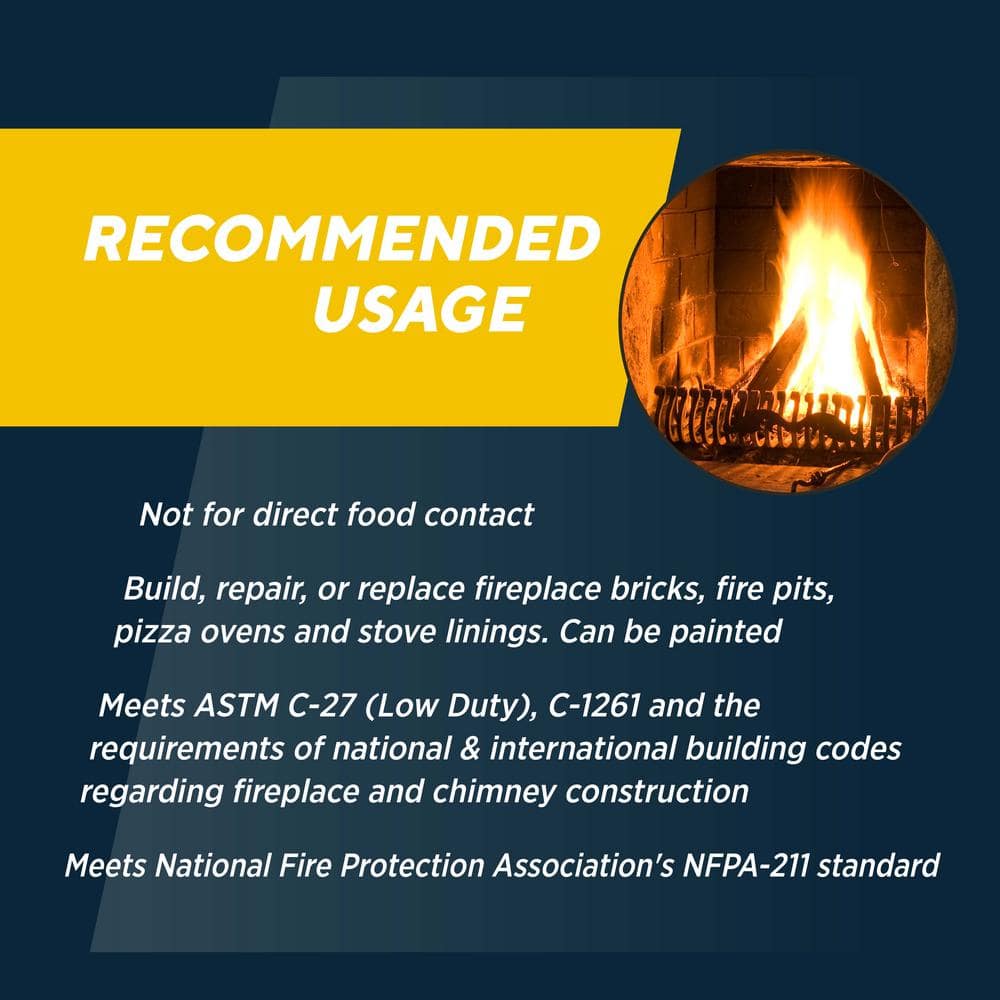 4.5 in. x 9 in. x 1.25 in. Fire Brick 2000F (6 per Box) - Hercitys