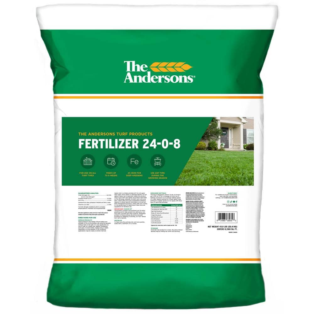 45 lbs. 12,500 sq. ft. 24-0-8 Professional-Grade Lawn Fertilizer with 2% Iron - Hercitys