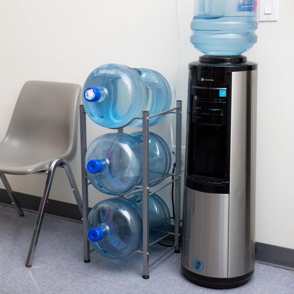 13.5 in. L x 13.5 in. W x 28.75 in. H 5 Gallon Water Jug Stand, Water Bottle Holder, Water Cooler Stand, Silver - Hercitys