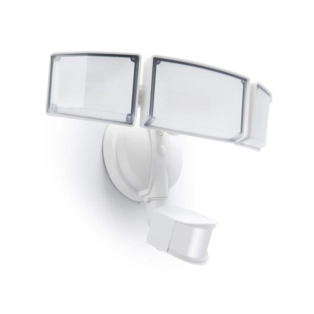 3-Head 342 Watt Equivalent Integrated LED White Weather Resistant Motion Sensing Area Light, 5000K - Hercitys
