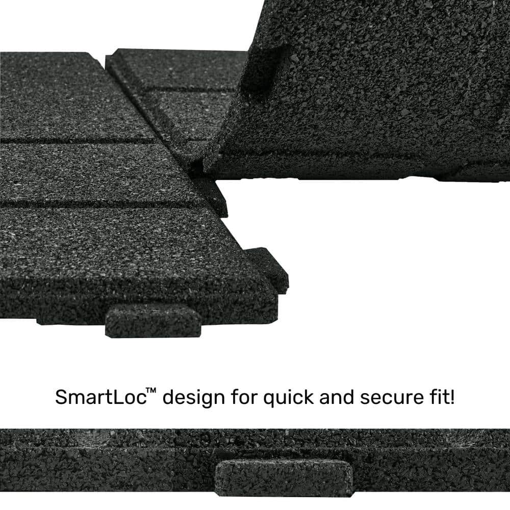 16 in. x 16 in. x 5/8 in. Black SmartLoc Rubber Paver (9-Pack) - Hercitys