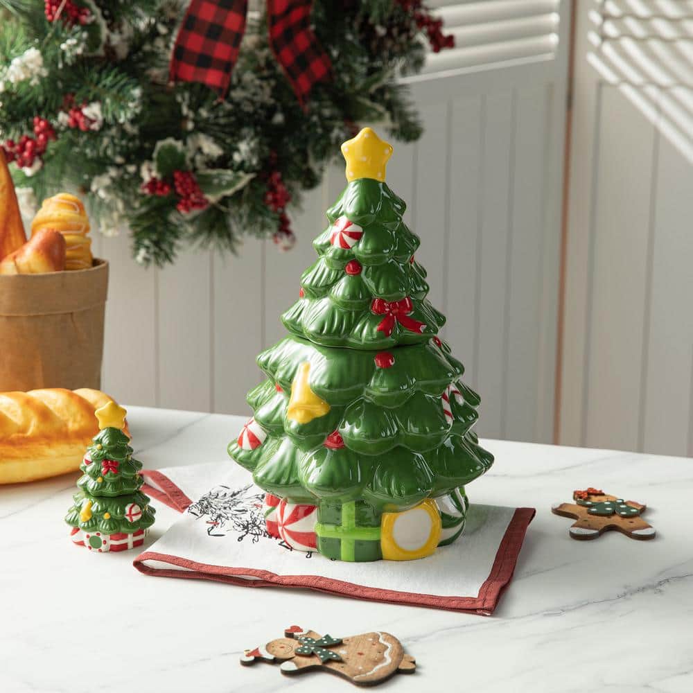 3-Piece Dolomite Christmas Tree Cookie Jar Set - Hercitys