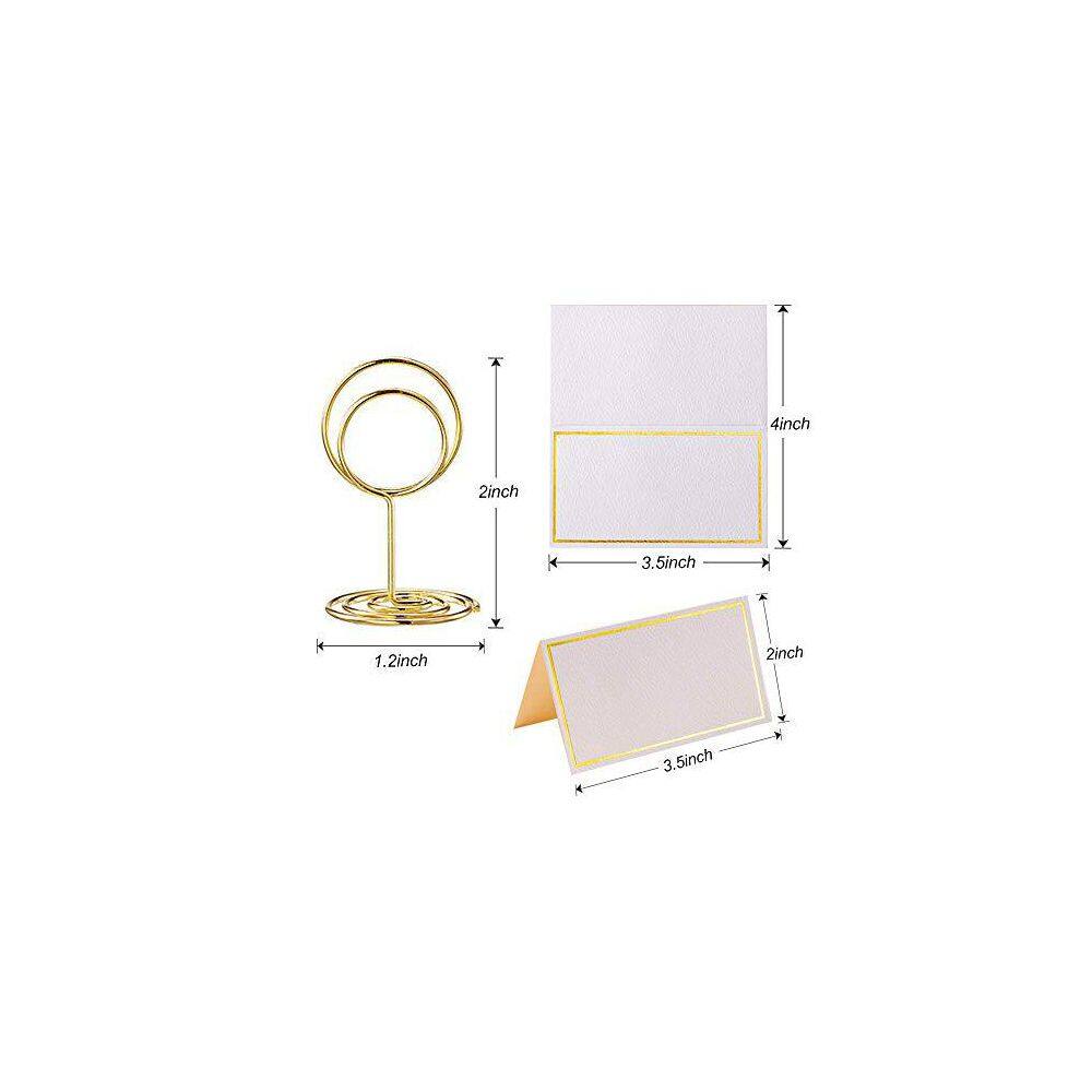 1.2 in. W x 2 in. H Gold Solid Metal Card Holders (Set of 24) - Hercitys