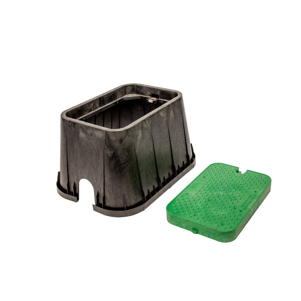 14 in. x 19 in. Rectangular Irrigation Valve Box and Lid, Black Box, Green Lid - Hercitys