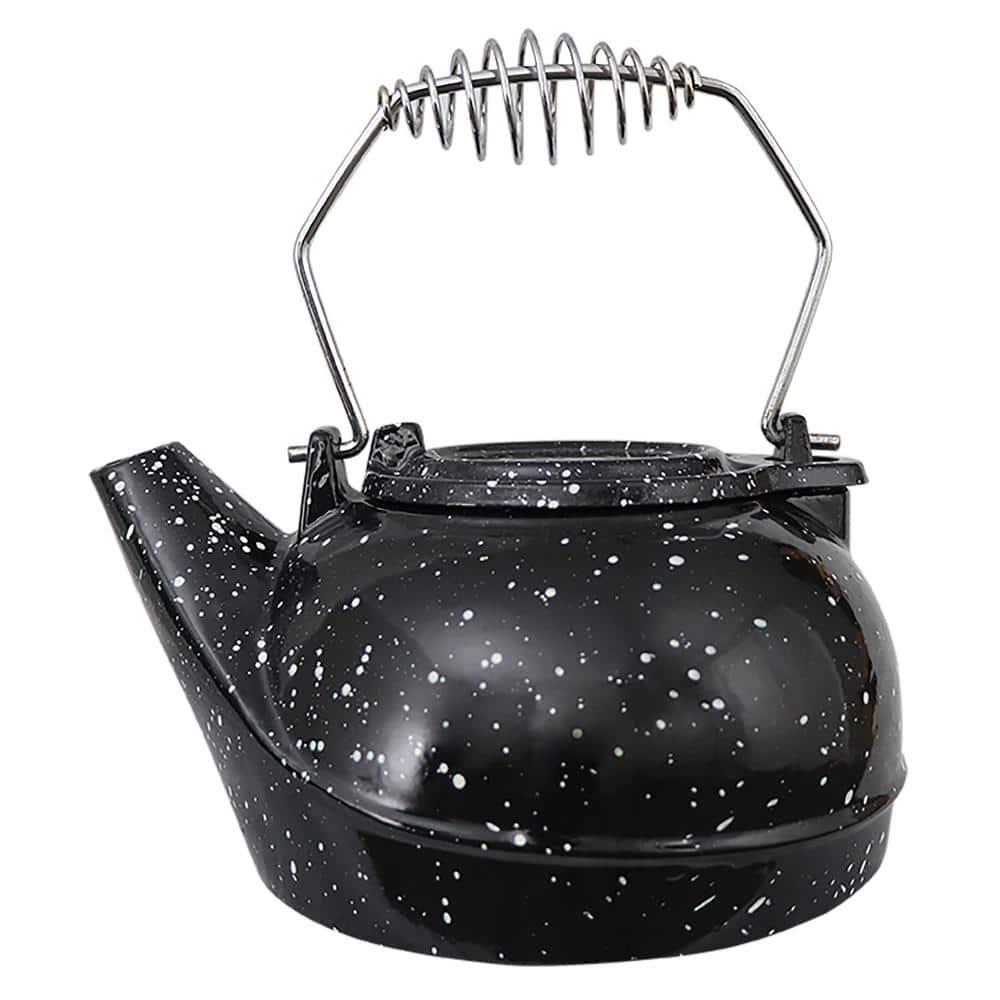 3 qt. Enameled Porcelain Steamer Kettle – Black with White Speckles - Hercitys