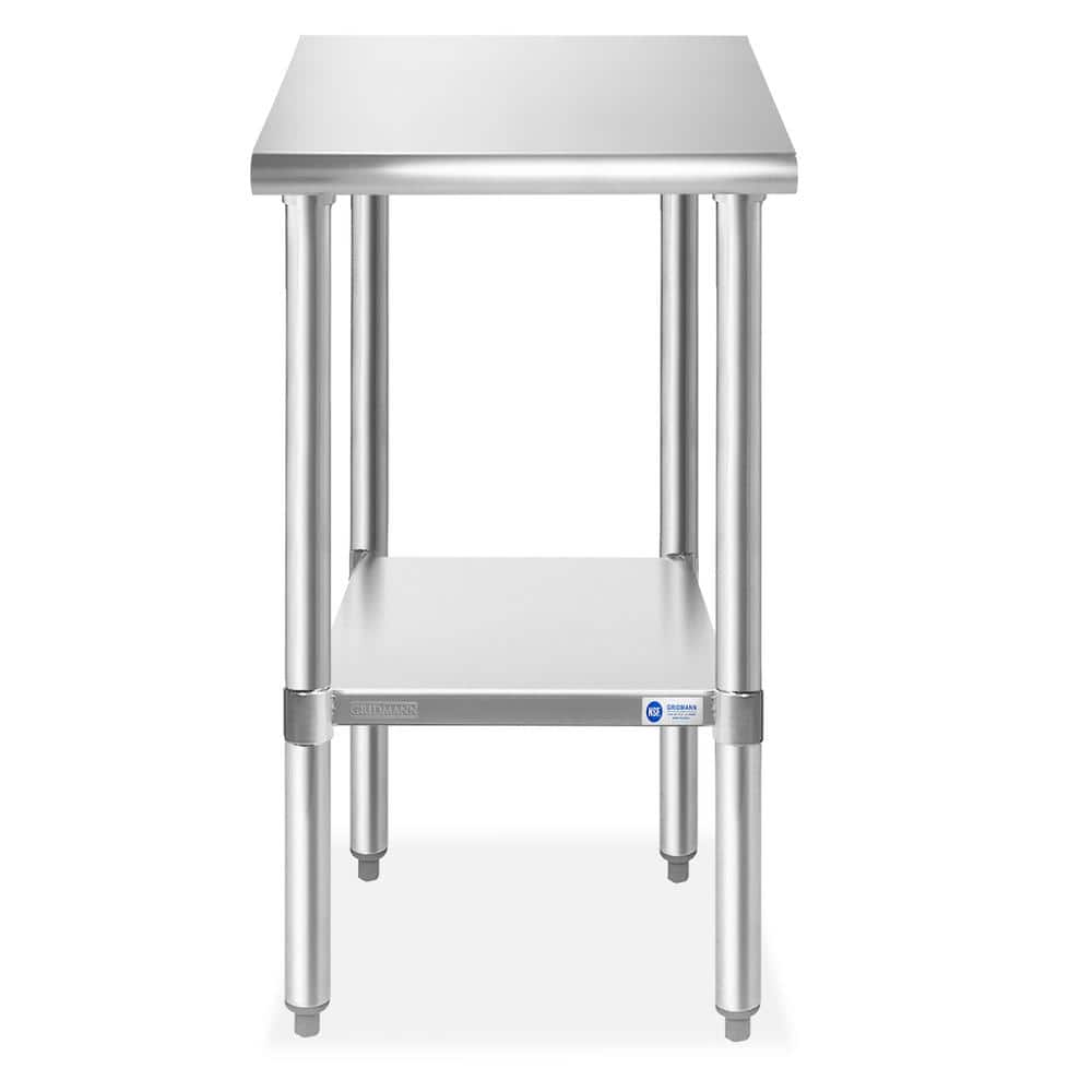 18 x 30 In. Stainless Steel Kitchen Utility Table with Bottom Shelf - Hercitys