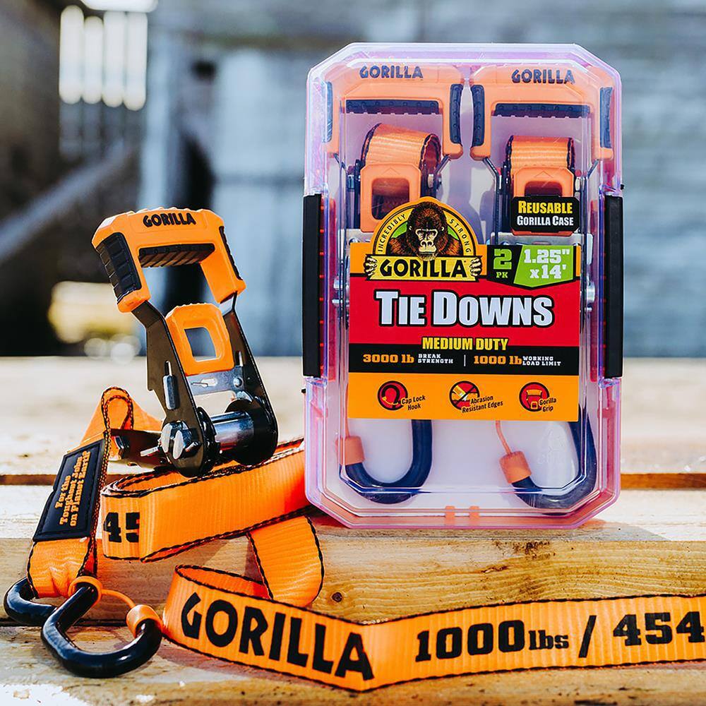14 ft. x 1.25 in. Medium Duty Tie Down Ratchet Strap (2-Pack) - Hercitys