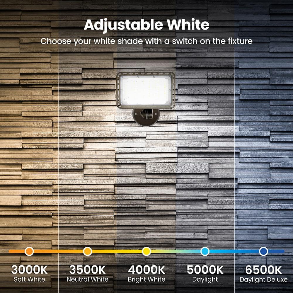4000/6000/8000 Lumen Select Integrated LED Selectable 5CCT Bronze Dusk to Dawn  Commercial Ground/Wall Flood Light - Hercitys