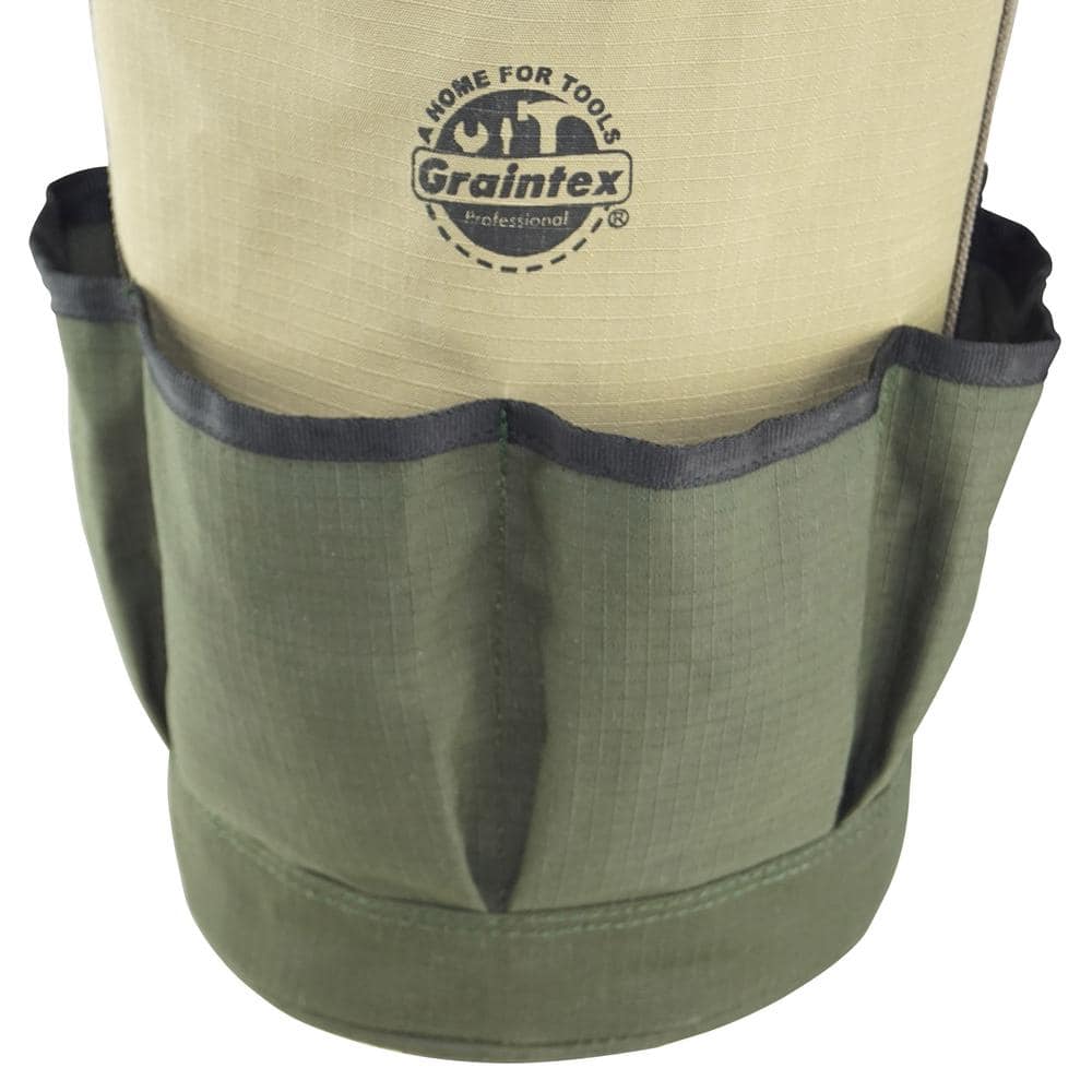 12 in. 6 Pocket Utility Tool Bucket in Khaki Green - Hercitys