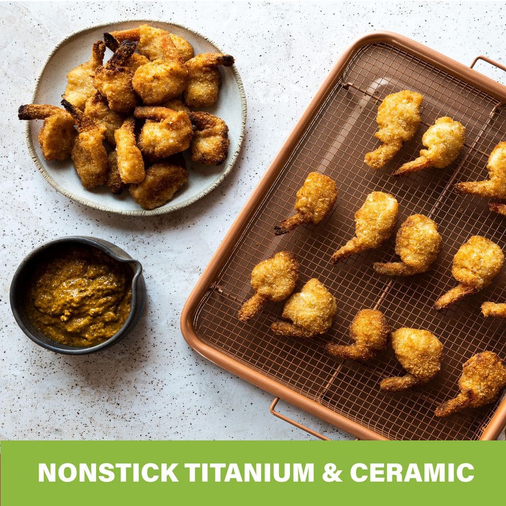 16 in. x 12 in. Aluminum Ti-Ceramic Nonstick Heat Circulating Crisper Tray - Hercitys