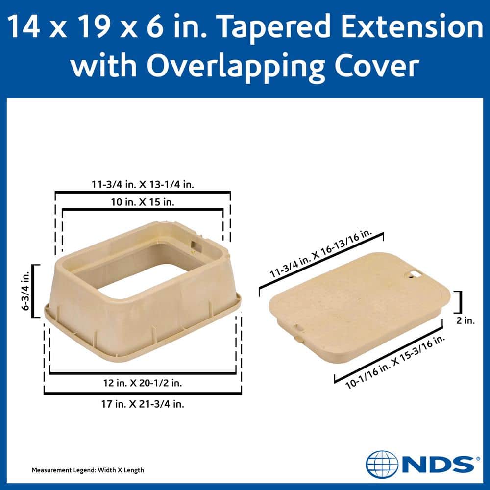 14 in. X 19 in. Rectangular Standard Series Valve Box Extension & Cover, 6-3/4 in. Height, Sand Box, Sand ICV Cover - Hercitys