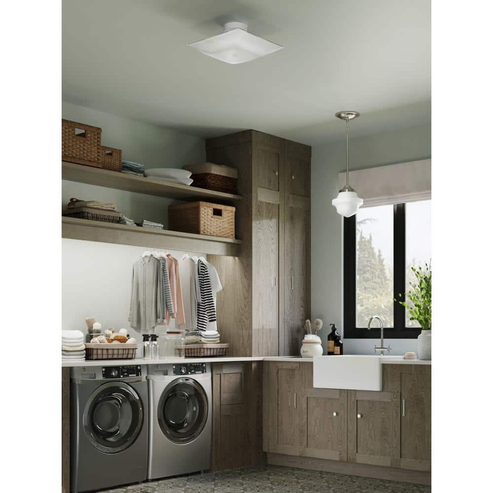 12 in. 2-Light White Flush Mount with Square White Glass - Hercitys