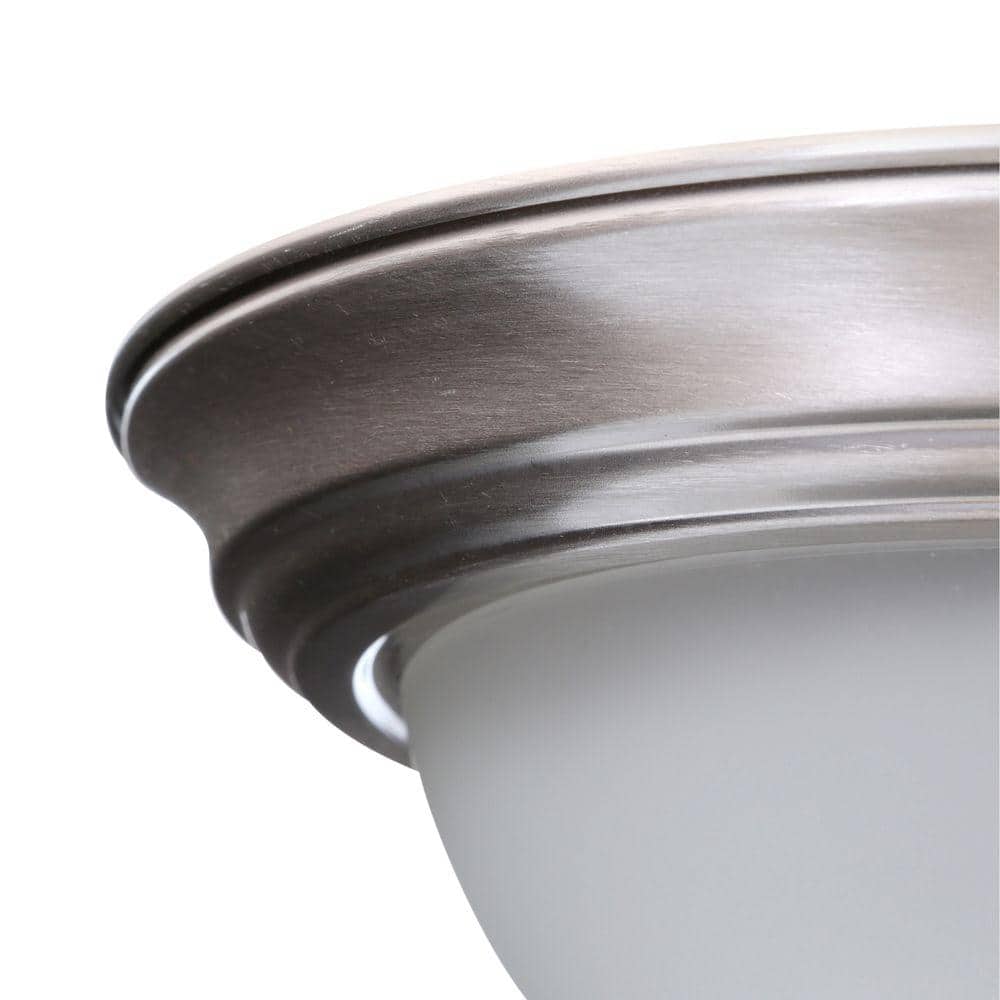 11 in. 1-Light Brushed Nickel Flush Mount with Frosted Glass Shade (2-Pack) - Hercitys