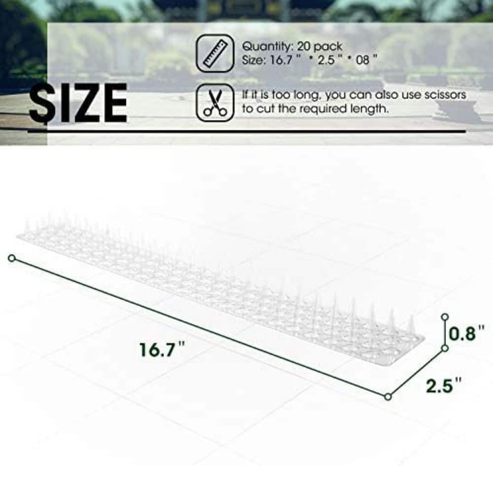 20-Pack Bird Spikes Plastic Bird Deterrent Spikes Bird Nest Preventer Keep Cats/Dogs Away Plastic Mats with Spikes - Hercitys