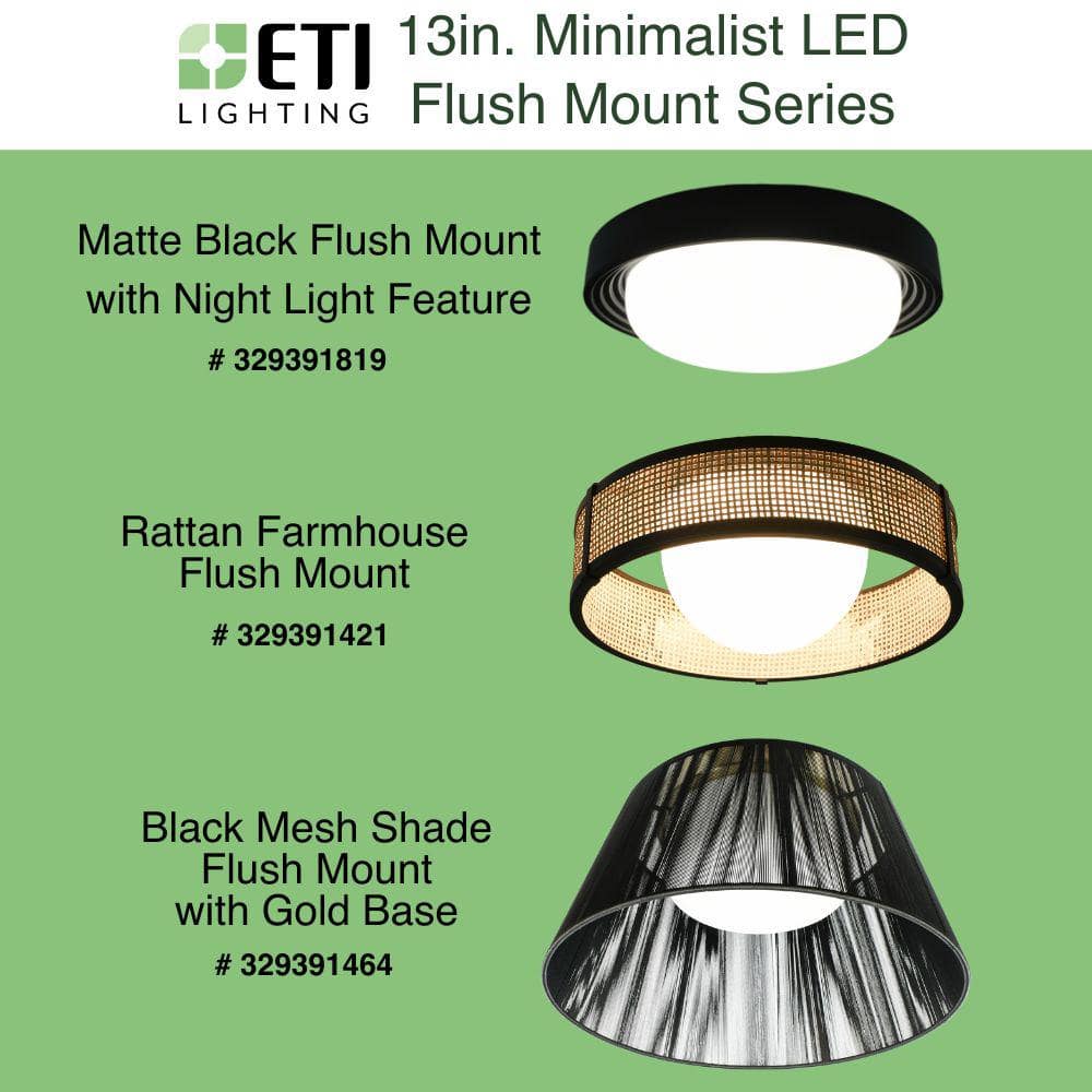 13 in. Modern Farmhouse Rattan LED Flush Mount 1100 Lumens Adjustable CCT - Hercitys