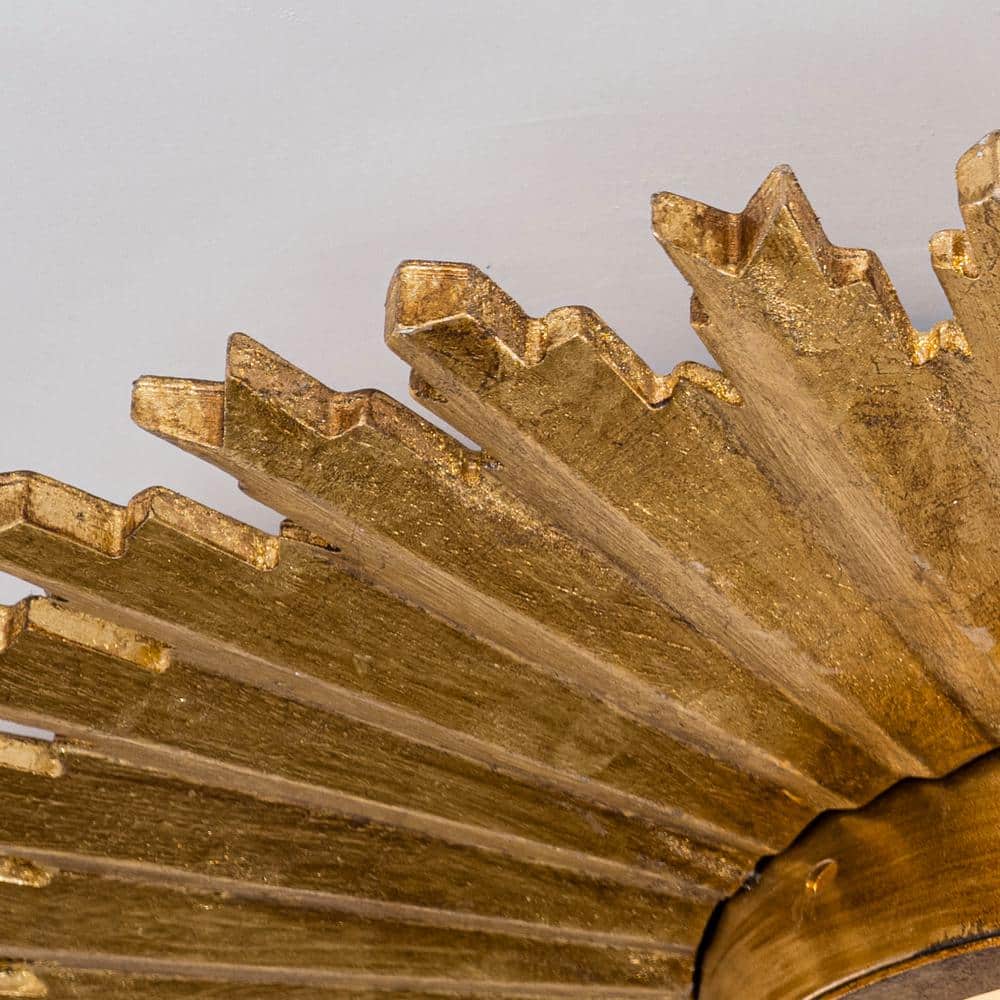 21.65 in. 16-Watt Integrated LED Gilt Wood Sunburst Flush Mount Ceiling Light Fixture - Hercitys