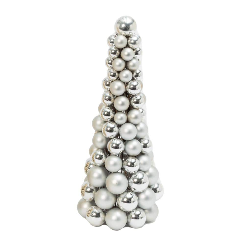 18 in. Silver Holiday Ornament Cone Artificial Christmas Tree Decor - Hercitys