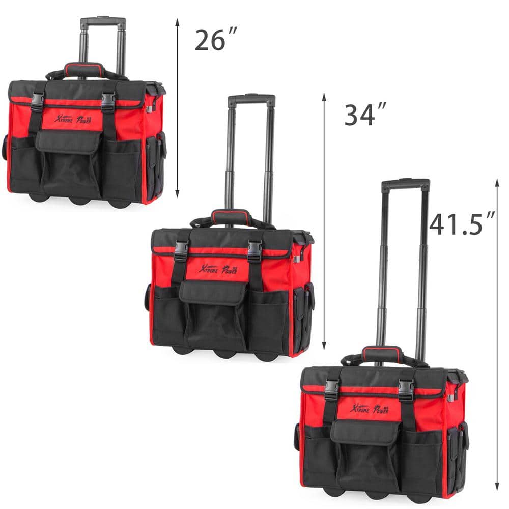 11 in. x 18 in. Jobsite Rolling Tote Tool Bag Storage Organizer Backpack - Hercitys