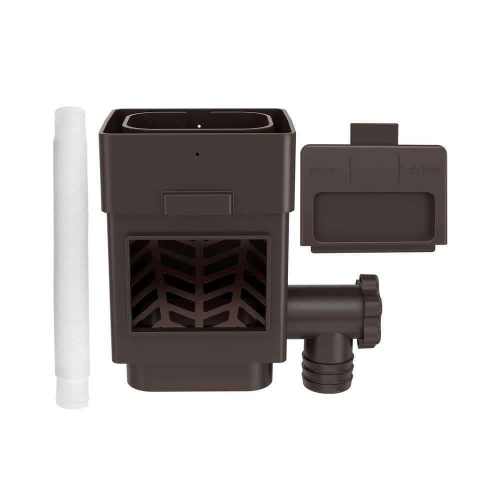 5 ft. Hose, Rain Barrel Diverter Kit with Adjustable Valve and Filter, Fits for 2in. x 3in. or 3in. x 4in. Brown, 1-Pack - Hercitys