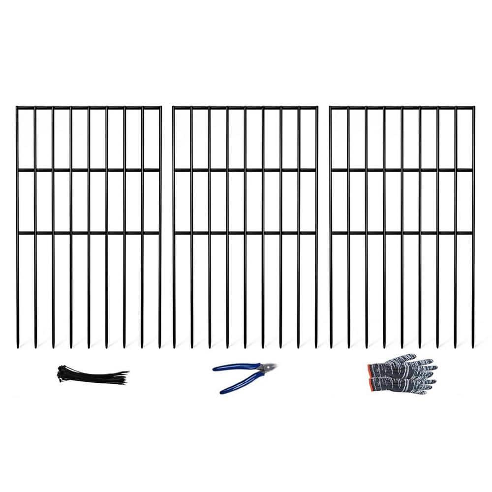 17 in. Metal Garden Fence Animal Barrier Rustproof Border Decorative Fences for Outdoor, Yard, Patio (25-Pack) - Hercitys