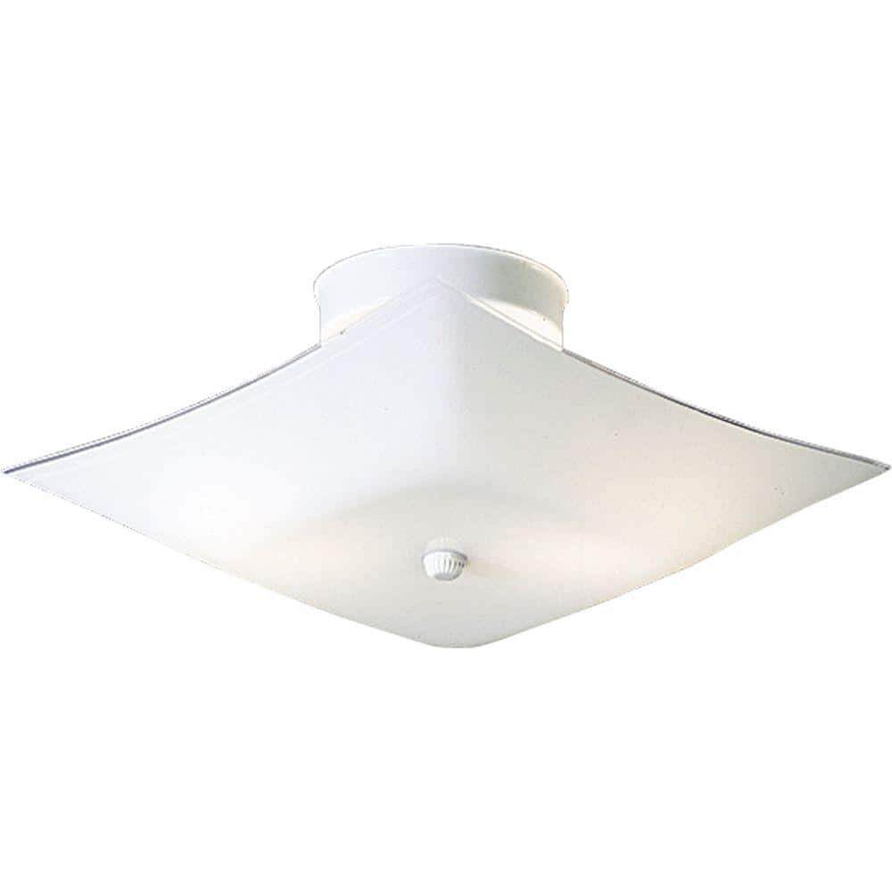 12 in. 2-Light White Flush Mount with Square White Glass - Hercitys