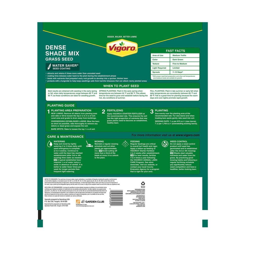 3 lbs. Dense Shade Grass Seed Mix with Water Saver Seed Coating - Hercitys