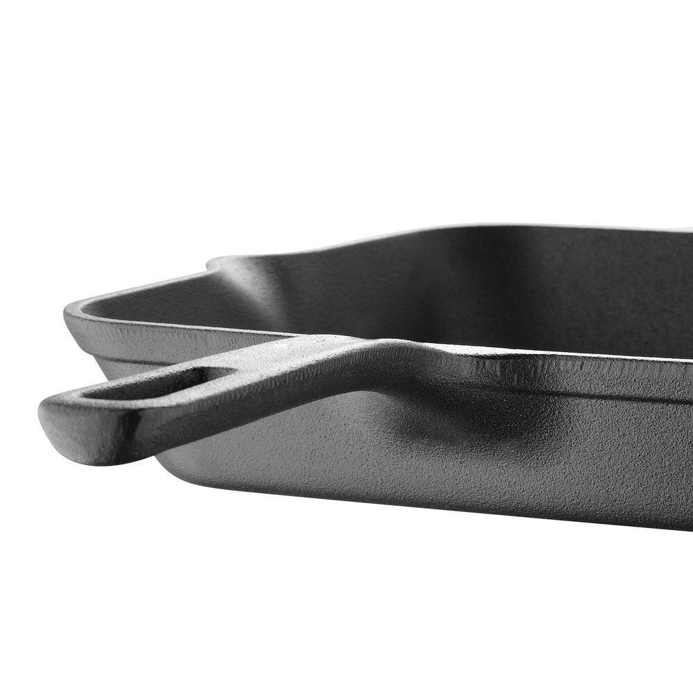 10 in. Cast Iron Grill Pan with Helper Handle - Hercitys