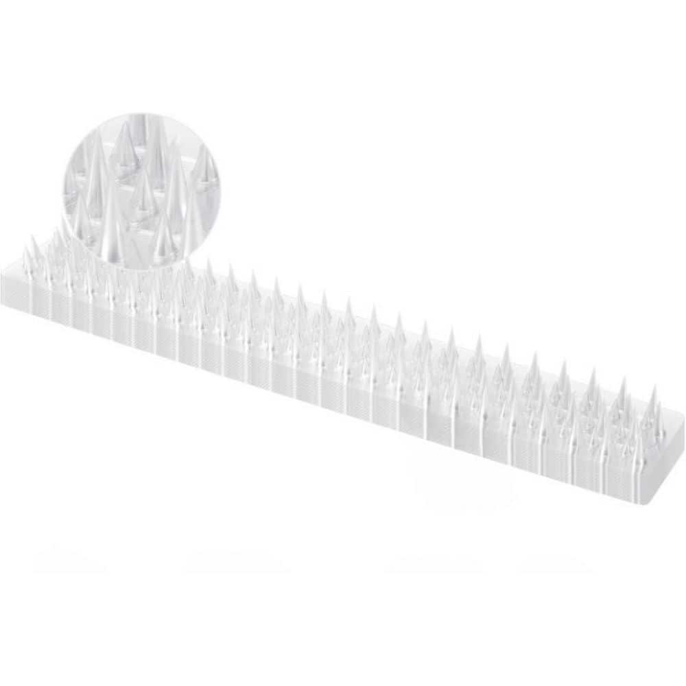 16.7 in. x 2.5 in. Clear PVC Bird Spikes Deterrent Strips, Long Paired with Short Spikes Provide Narrow Gaps (24-Pack) - Hercitys
