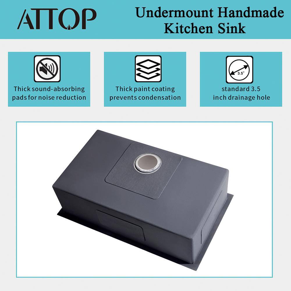 18-Gauge Stainless Steel 32 in. 0-Hole Single Bowl Undermount Kitchen Sink with Bottom grid - Hercitys