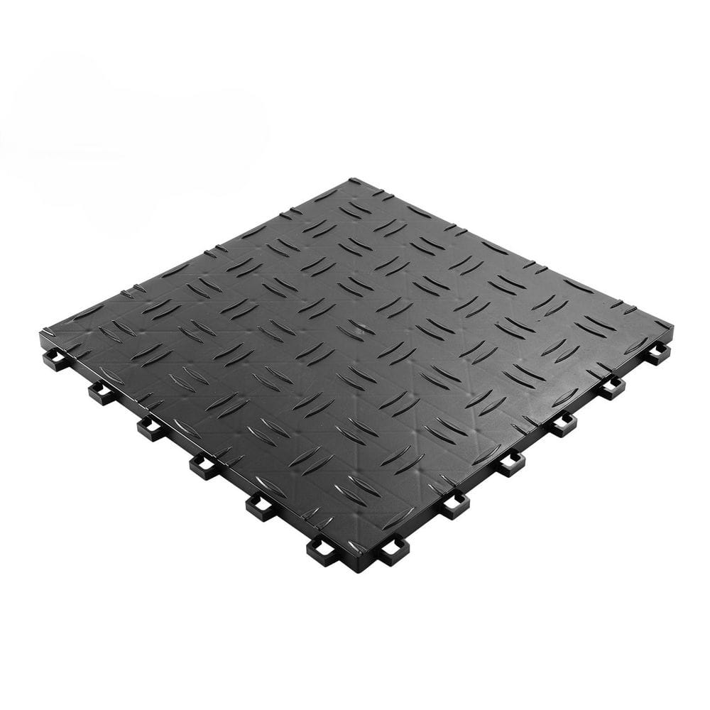 12 x 12 x 0.53 in. Garage Tiles, 50 Pack, Non-Slip Interlocking, Double-Sided Texture, for Garages and Shops - Hercitys