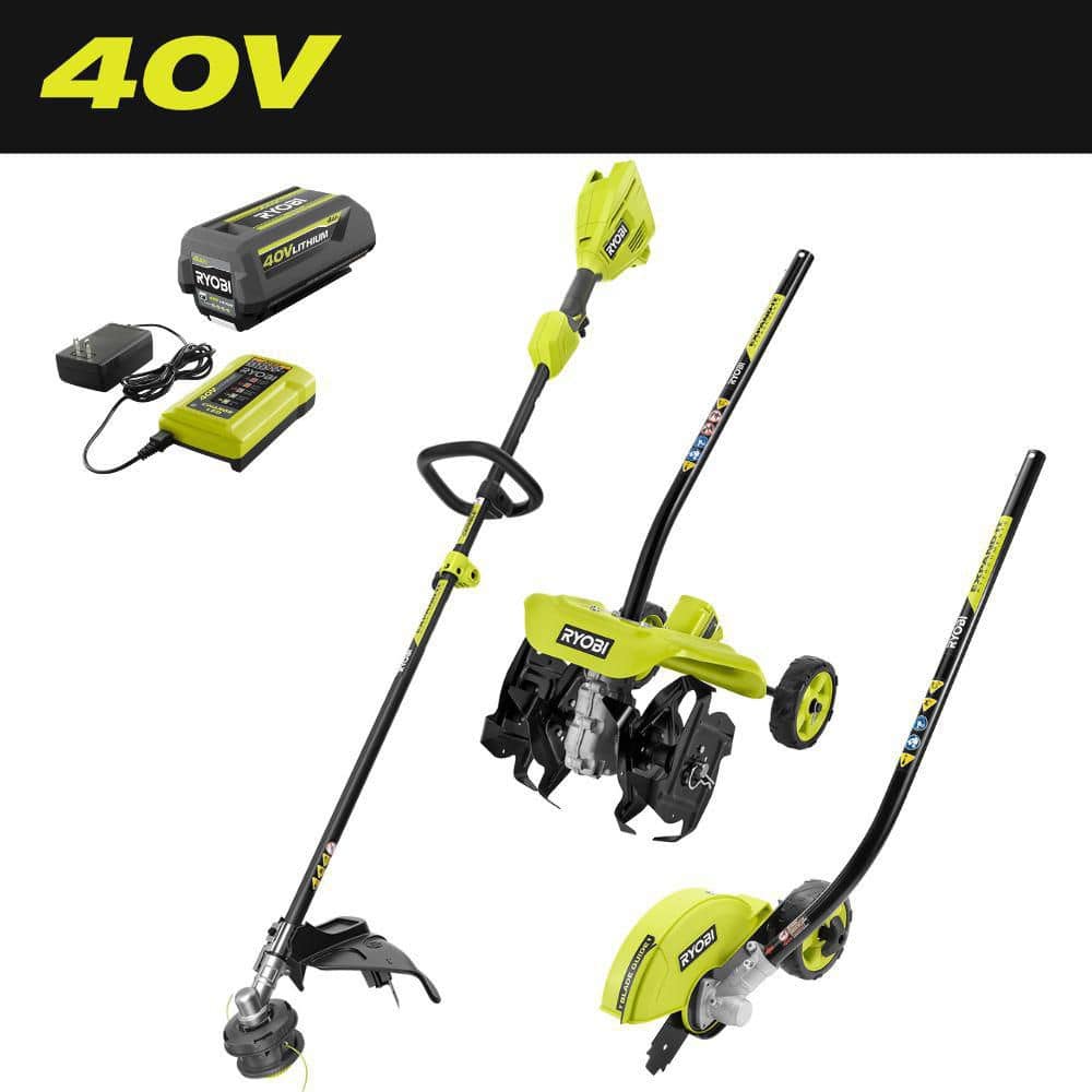 40V 15 in. Expand-It Cordless Capable String Trimmer, Edger and Tiller Attachments with 4.0 Ah Battery and Charger - Hercitys