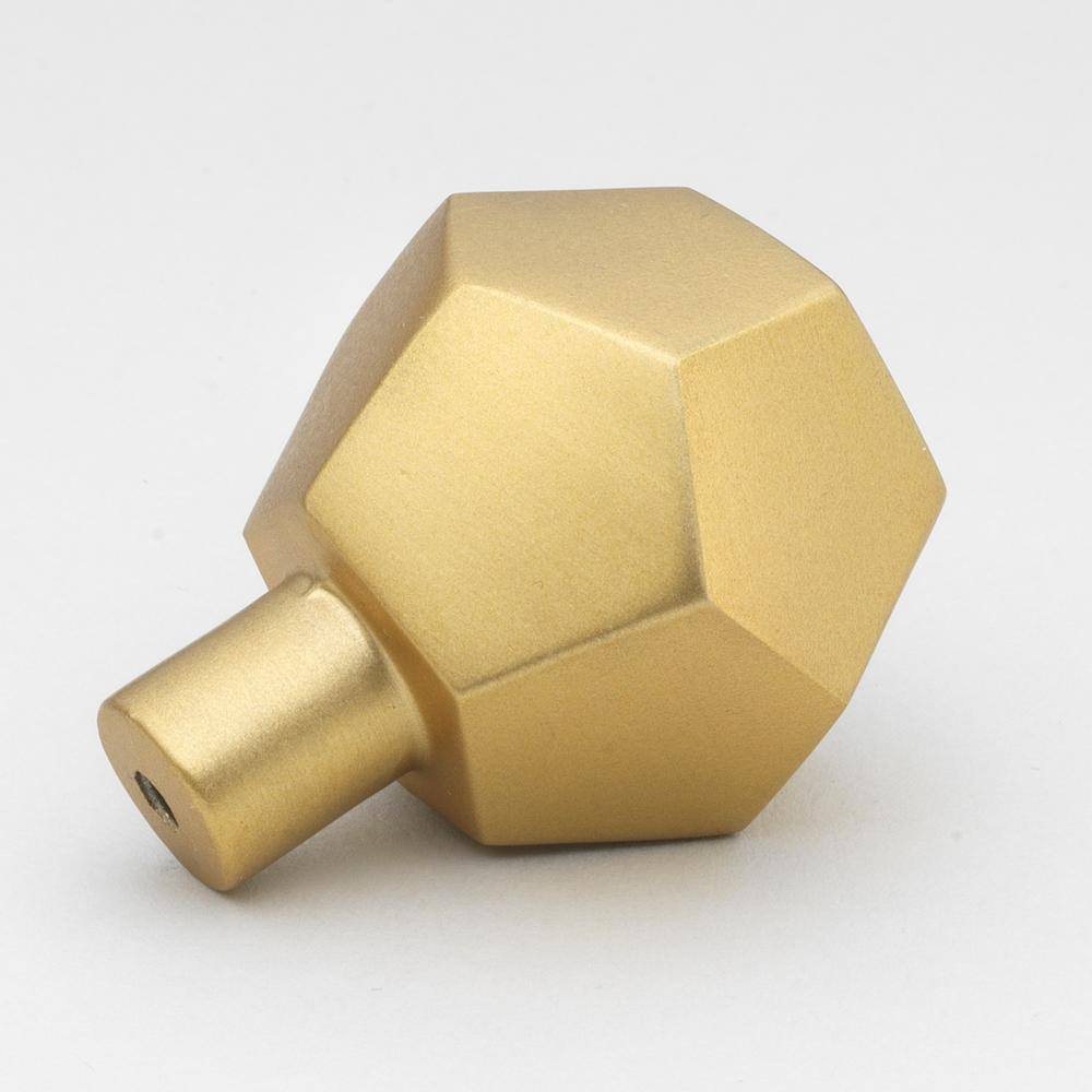 1-1/2 in. Satin Gold Solid Faceted Cabinet Drawer Knobs (10-Pack) - Hercitys