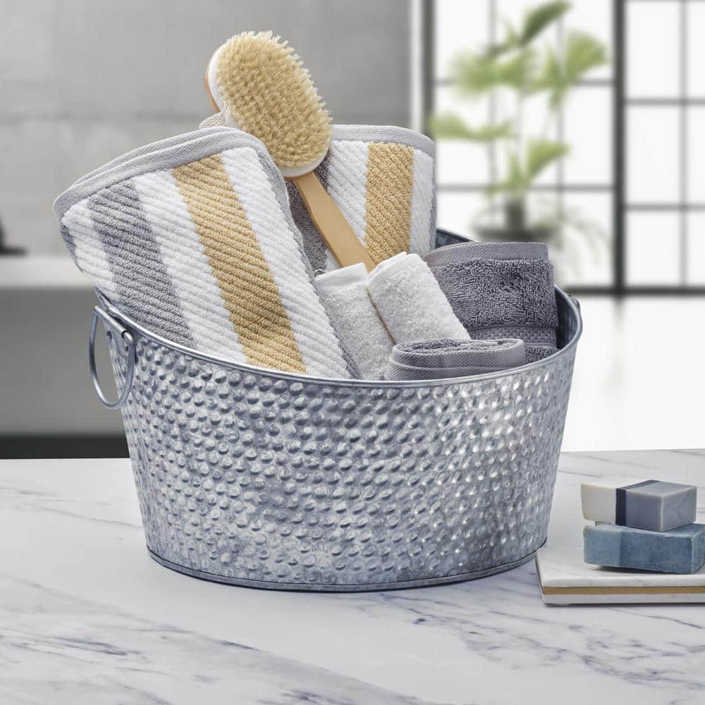 15 in. Galvinized Hammered Tapered Beverage Tub, Gray - Hercitys