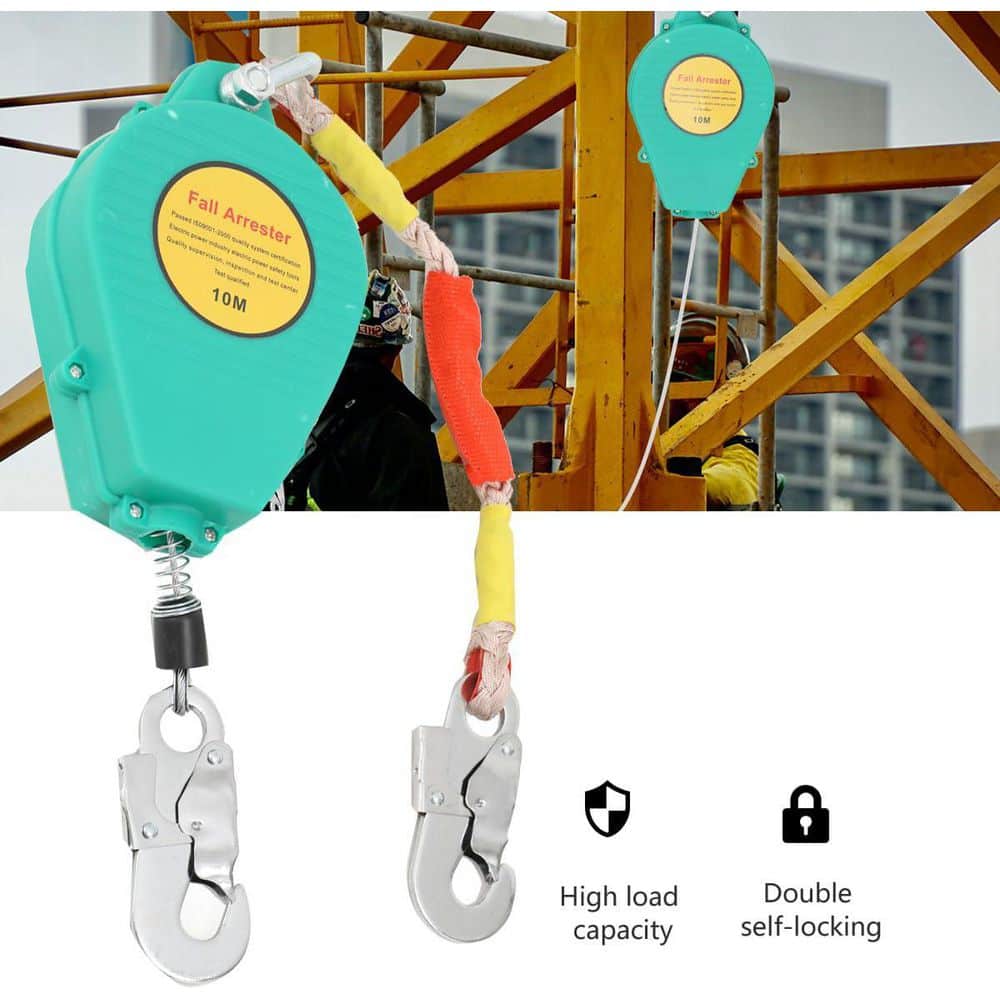 33 ft. Self Retracting Lifeline Fall Arrester Lanyard Safety Harness Protection with Alloy Steel Hook - Hercitys