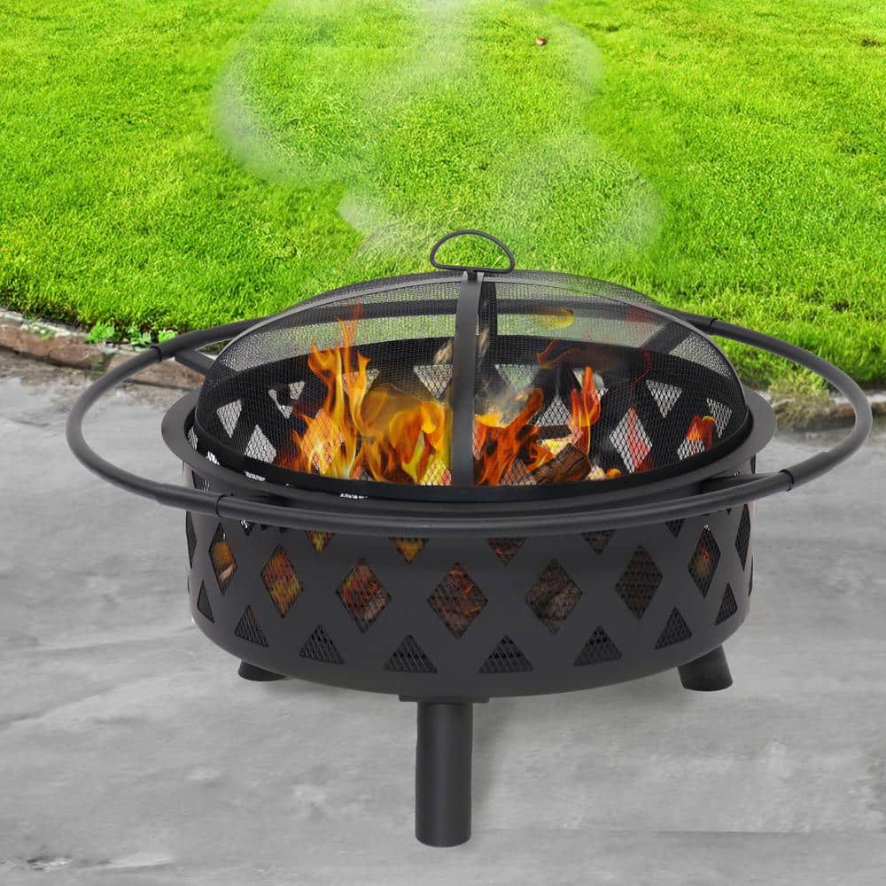 30 in. (76.2 cm) Black Crossweave Fire Bowl Fire Pit - Hercitys