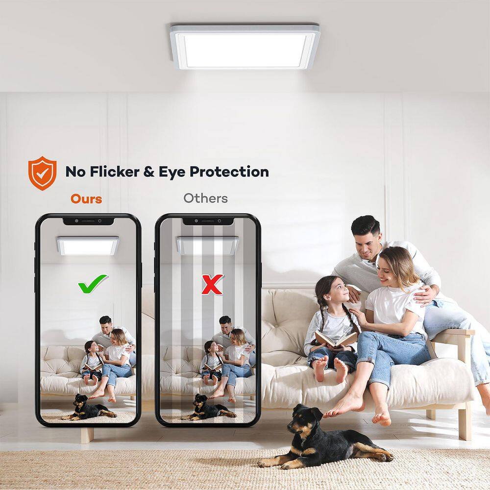 13 in. Wifi Smart LED Ceiling Light, 6500K 2400 Lumen RGB Flush Mount Lighting Fixture with Alexa Google Home - Hercitys