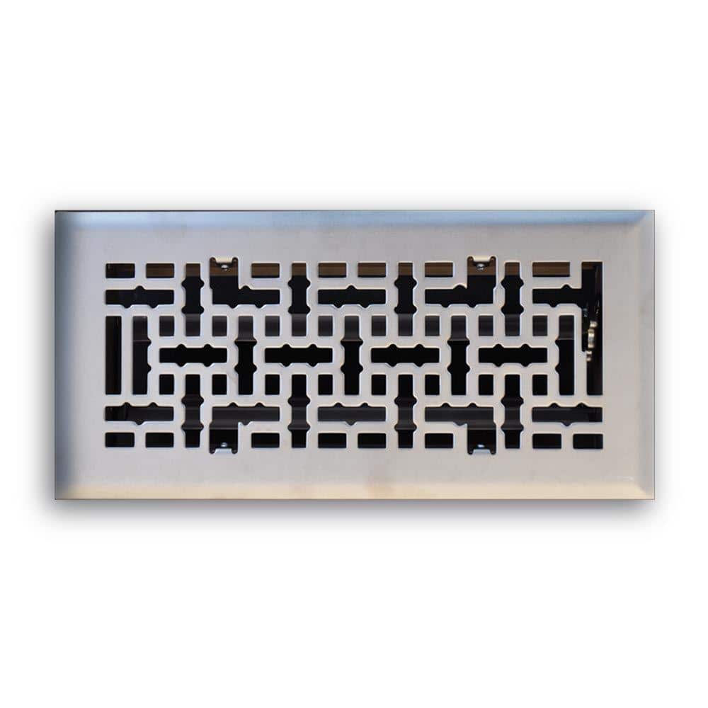 4 in. x 10 in. Modern Contempo Floor Diffuser, Satin Nickel - Hercitys