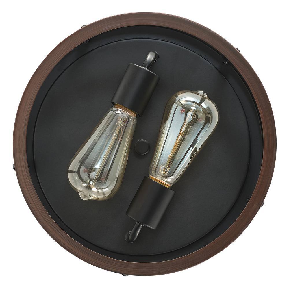 11.4 in. 2-Light Farmhouse Oil Rubbed Bronze Flush Mount Ceiling Lighting Fixtures - Hercitys