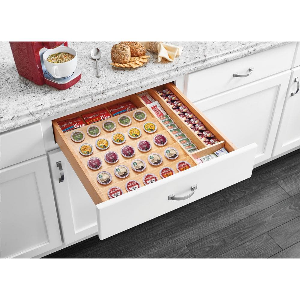 2.38 in. x 22 in. x 19.75 in. Custom Wooden Kitchen Drawer Organizer Insert for K-Cups - Hercitys