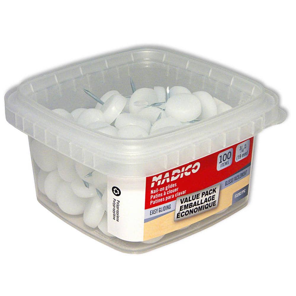 (100-Pack) 3/4 in. White Base Nail-On Glides - Hercitys