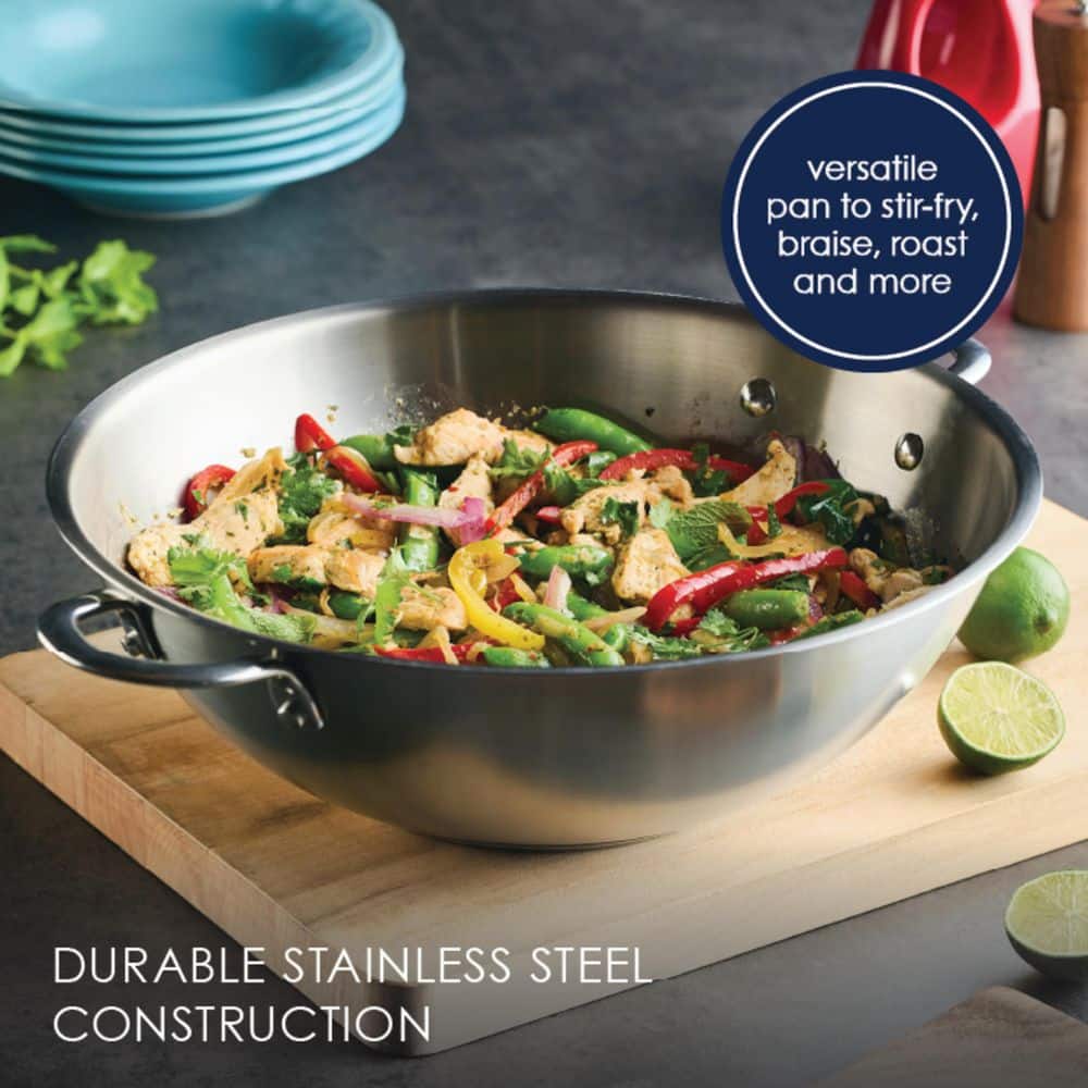 14 in. Professional Stainless Steel Induction Wok, Silver - Hercitys